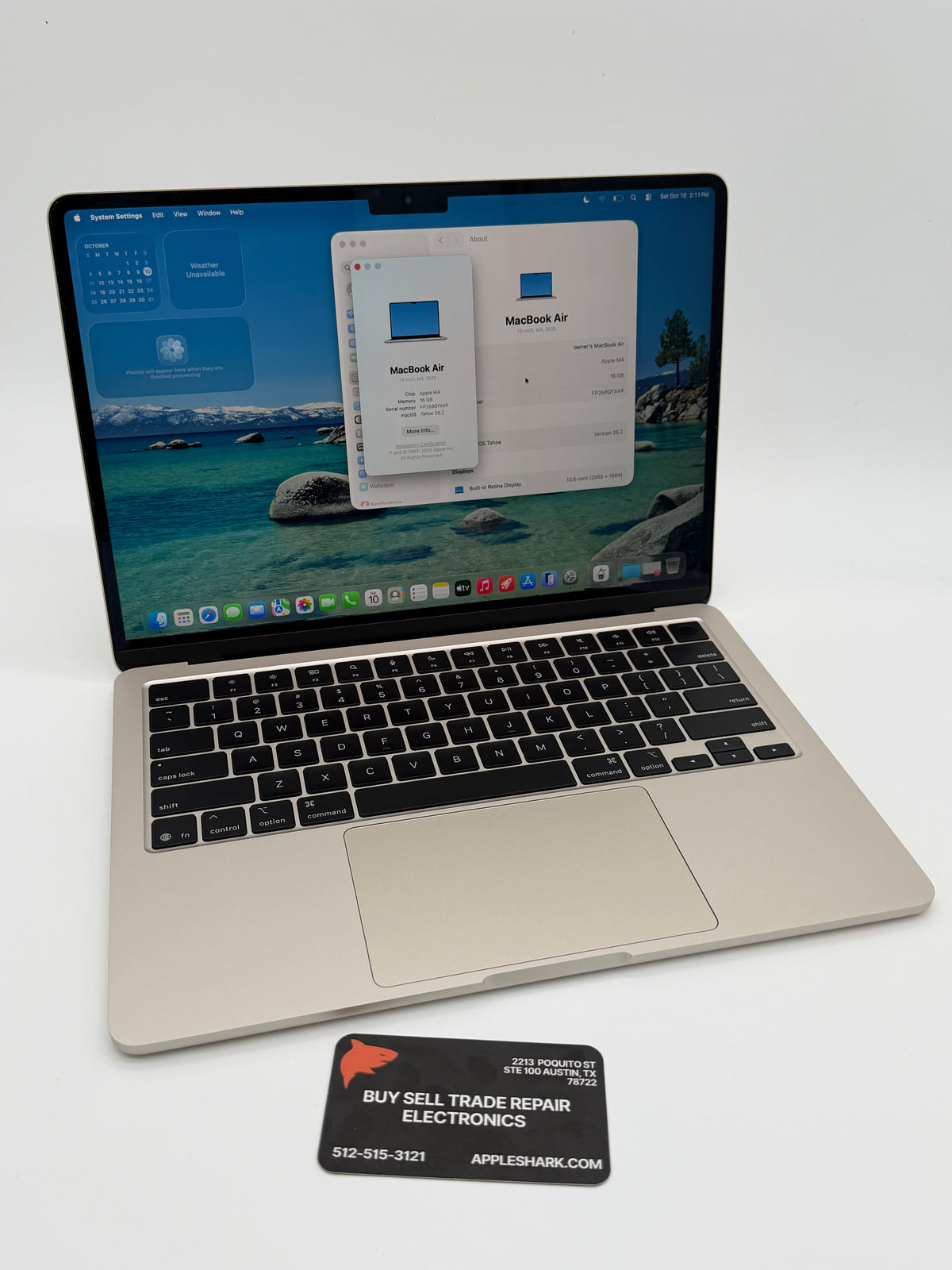 Apple 13” MacBook Air M4 Chip 16GB Ram 256SSD