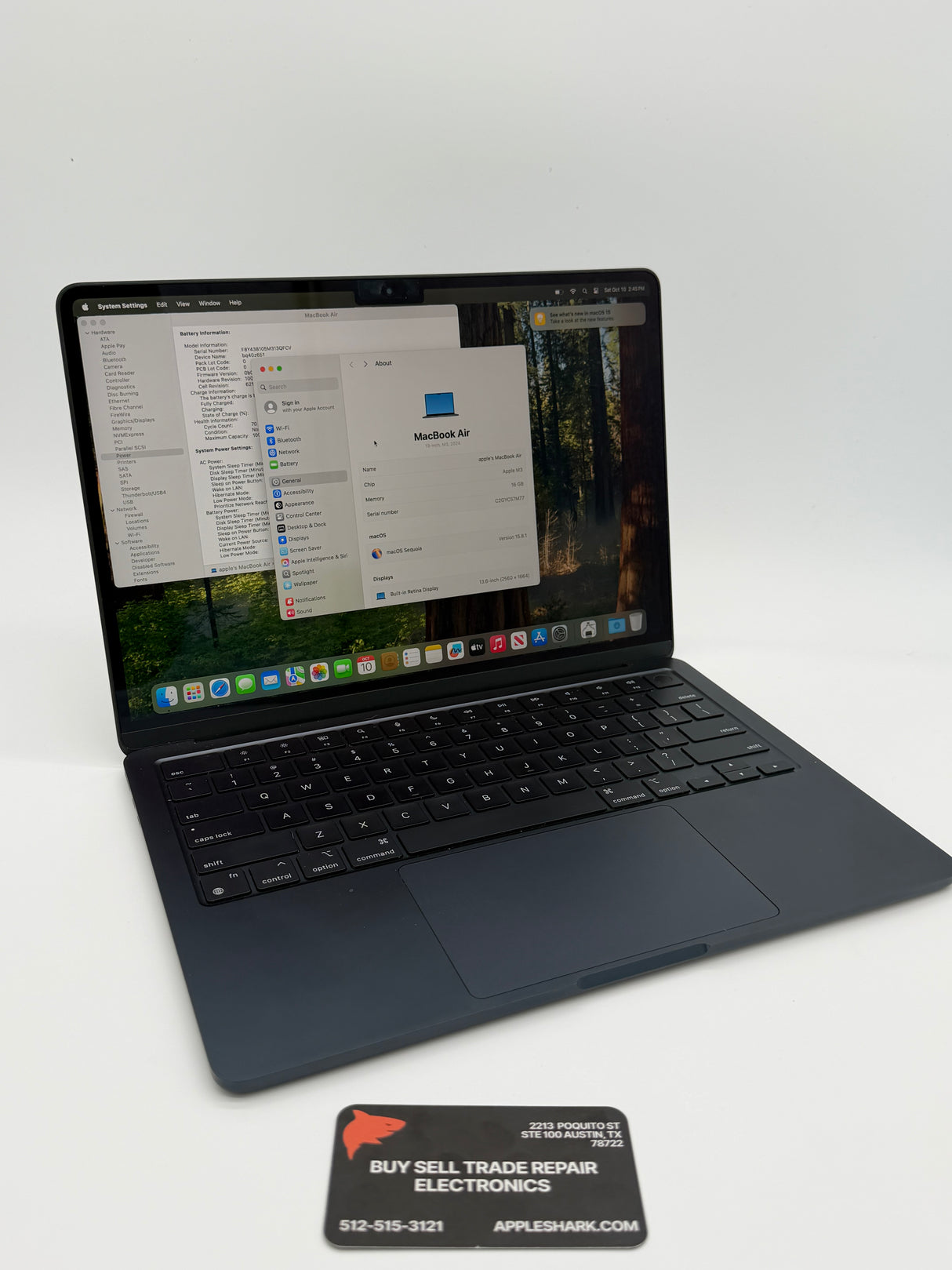Apple 13” MacBook Air M3 Chip 16GB 256SSD